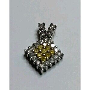 14K Diamond & Citrine Pendant 17 MM X  12.5 MM